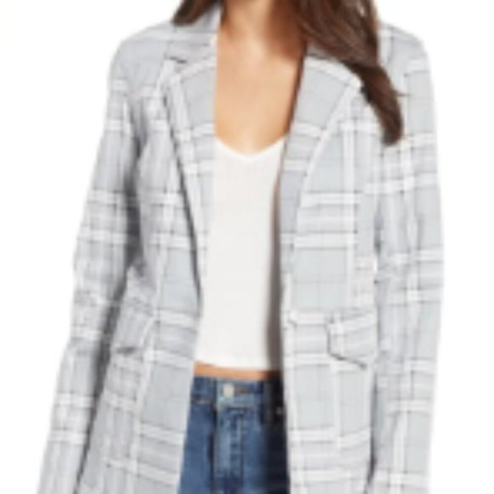AFRM Lila Plaid Blazer, soft grey size Large